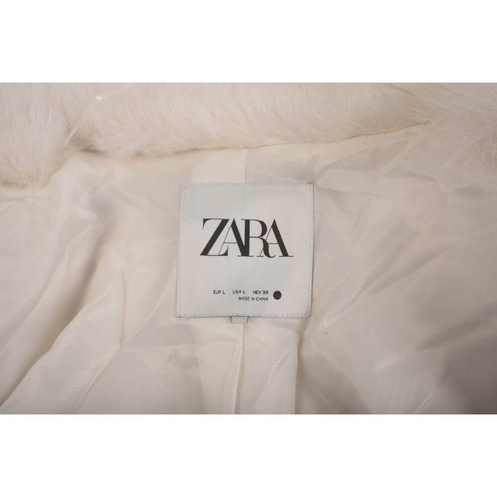 Zara Womans Jacket Coat ZW collection Size L Off White Faux Fur 4360/246 NWOT - Picture 7 of 7